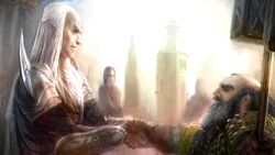 Elf Glorfindel and Dwarf Gloin