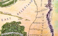 Ein Ausschnitt aus der Karte von Beleriand; der Amon Ereb befindet sich zentral zwischen Ramdal und Gelion