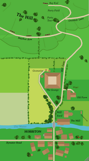 A Map of Hobbiton shows the town from Hobbiton to Bag End.
