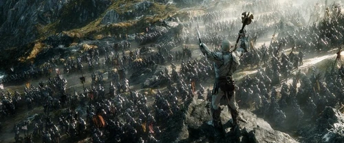 Azog dowodzący armią orków w Bitwie Pięciu Armii – klatka z filmu Hobbit: Bitwa Pięciu Armii