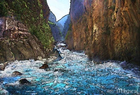 Ruiny niewielkiego portu na przedmieściu Eglarest, u ujścia rzeki Nenning (Mithgaraf, wizja art