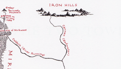 The Carnen shown in relation to the Iron Hills and the Lonely Mountain