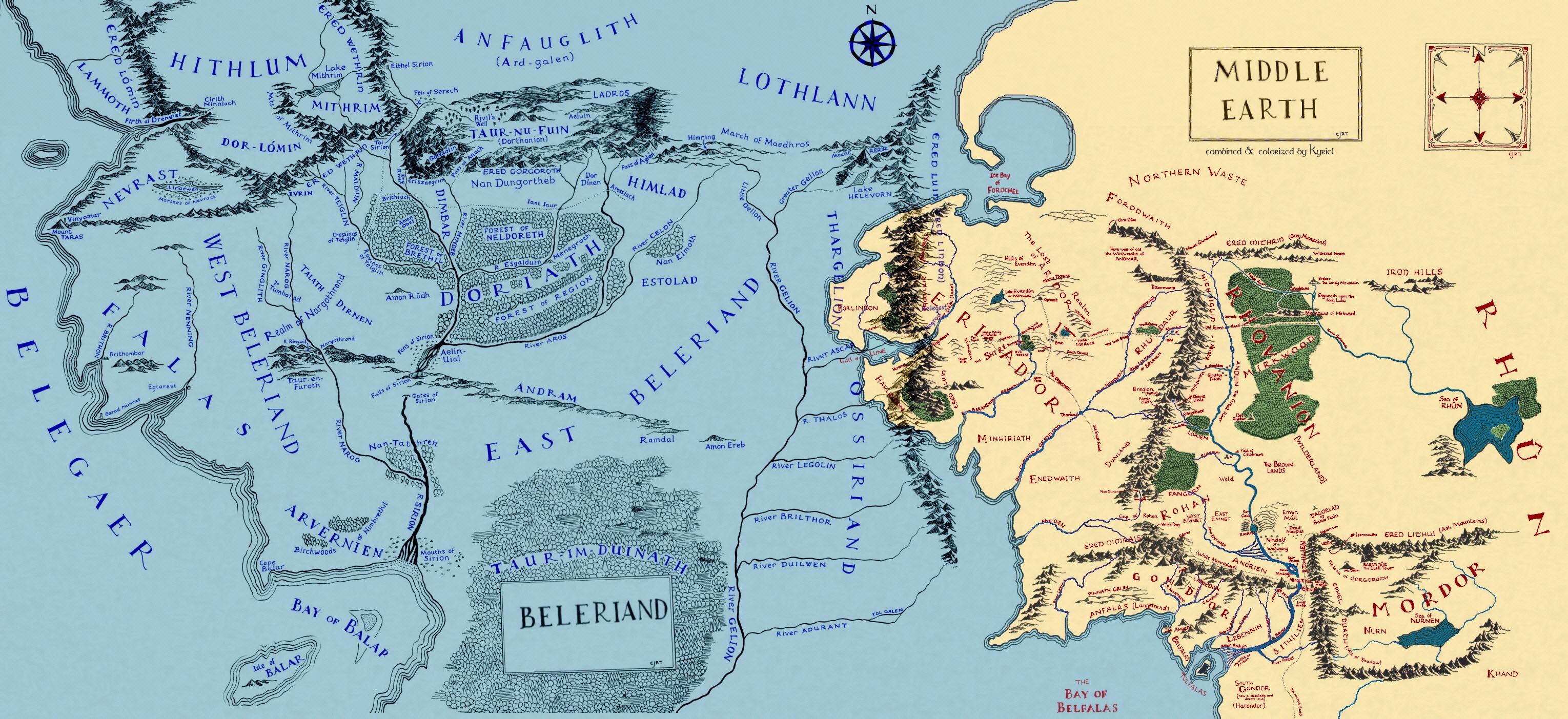 Beleriand  Middle earth, Silmarillion map, Tolkien