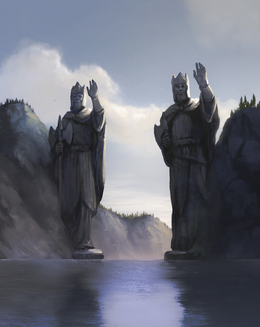 Statuette The Argonath Environment Le Seigneur des Anneaux