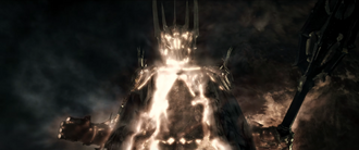 Sauron defeated, after the One Ring was cut from his hand