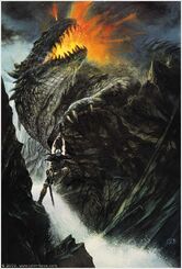 John Howe — The Death of Glaurung