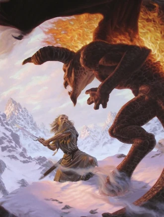 Gandalf dueling on Zirakzigil, by  