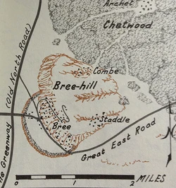 Location of Bree-hill as drawn in The Atlas of Middle-earth