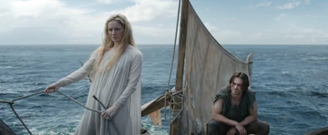 "Halbrand" and Galadriel adrift following an encounter with the worm