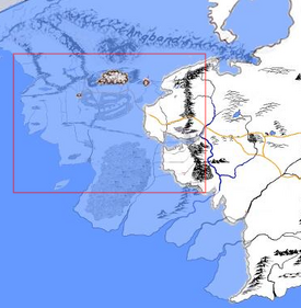 Beleriand (marked) underlays  according to 