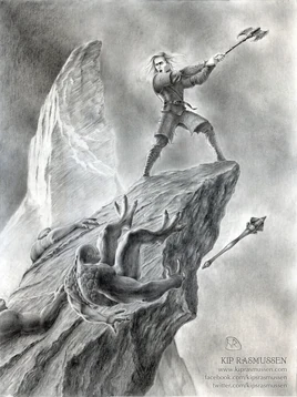 Húrin walczący samotnie (graf. Kip Rasmussen)