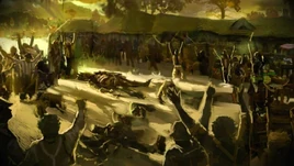 Świętowanie zwycięstwa przez hobbitów