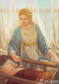 Idril Celebrindal with baby Earendil Ardamire in Gondolin by Egorit