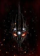 Morgoth with the Silmarils on his helmet by Spenta Mainyu