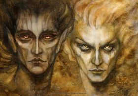 Melkor-Morgoth and Sauron, by  