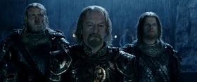 Théoden commanding his forces at Helm's Deep