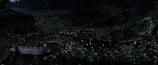 View of Sauron's army marching through Udûn to the Black Gates, as seen in 's 
