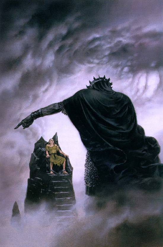 Turin Turambar Confronts Glaurung at the Ruin of Nargothrond Greeting Card  by Kip Rasmussen