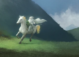 Gandalf riding Shadowfax, by  