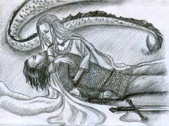 glaurung and nienor (tolkien's legendarium and 1 more) drawn by