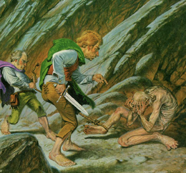 Gollum, captured by Frodo and Sam, in the Emyn Muil - by 