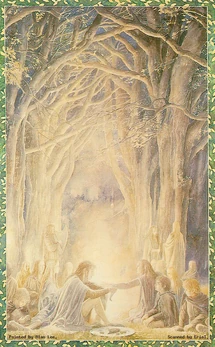 Alan Lee - Gildor and the Hobbits