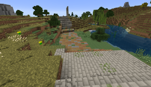 Road through the Lone-Lands with mixed paving in Public Beta 28.1.