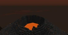The crater at the top of Mount Doom.
