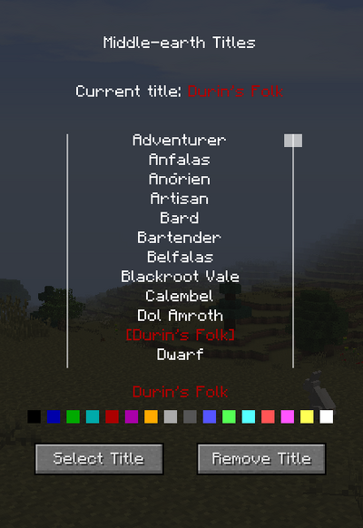 An example for a selected dwarven title in red