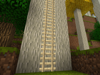 A mallorn ladder ascending to an Elven Treehouse