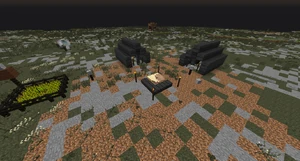 An Angmar camp with two forge tents and no ordinary tents.