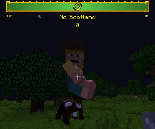 This hobbit shirriff has outgrown her pony. Also shows the "No Scotland" faction.