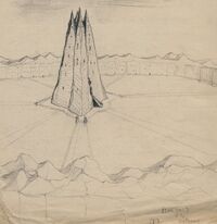 Orthanc isengard drawing sketch pencil original art jrr tolkien marquette university archive collection