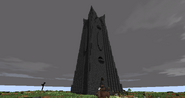 Orthanc, the tower of Saruman, overseeing the industries at Isengard.