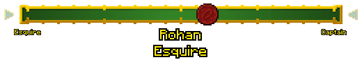 The alignment bar for Rohan, when inside the area of reduced influence. Shows also the number shortly after killing an enemy and the seal for being pledged