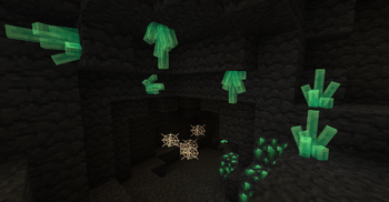 Gulduril crystals and ore in a cave in Mordor