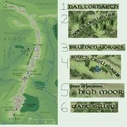 Troll Shaws in relation to Rivindell and the misty Mountains