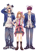 Official image of the core members. From left: shito, Yamako, Gom. (illust. Yamako)