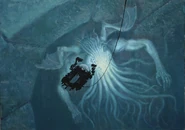 "In Sunken R'lyeh Dead Cthulhu Lies Dreaming", por Armand Cabrera.