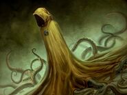 "Hastur, Lord of Carcosa", ilustración de Mike Capprotti para la expansión "El pacto silencioso" de La llamada de Cthulhu - El juego de cartas.