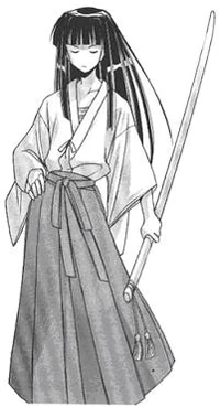 Motoko wearing a Hakama over her Kimono