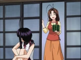 Mutsumi offers some watermelon slices to Kanako.