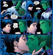 Raven and Beast Boy kiss, starting their first relationship