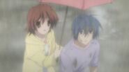 Nagisa and Tomoya happy as Akio allows Tomoya to marry Nagisa.