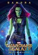 Gamora as she appears in the 2014 Guardians of the Galaxy movie played by Zoe Saldana