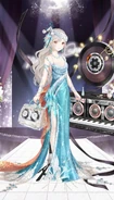 The suit without the coat and wearing the right handheld item Night Whispers