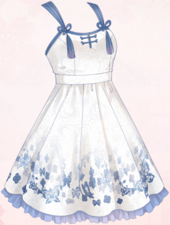 white dress with blue butterflies