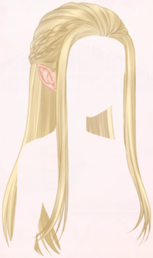 female elf with long straight white hair with 2 small braids