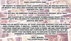 Lovestruck end message.png