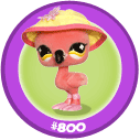 Littlest Pet Shop~#800~Flamingo Bird~Pink Fuzzy~Yellow Clover Eyes~Accessories 